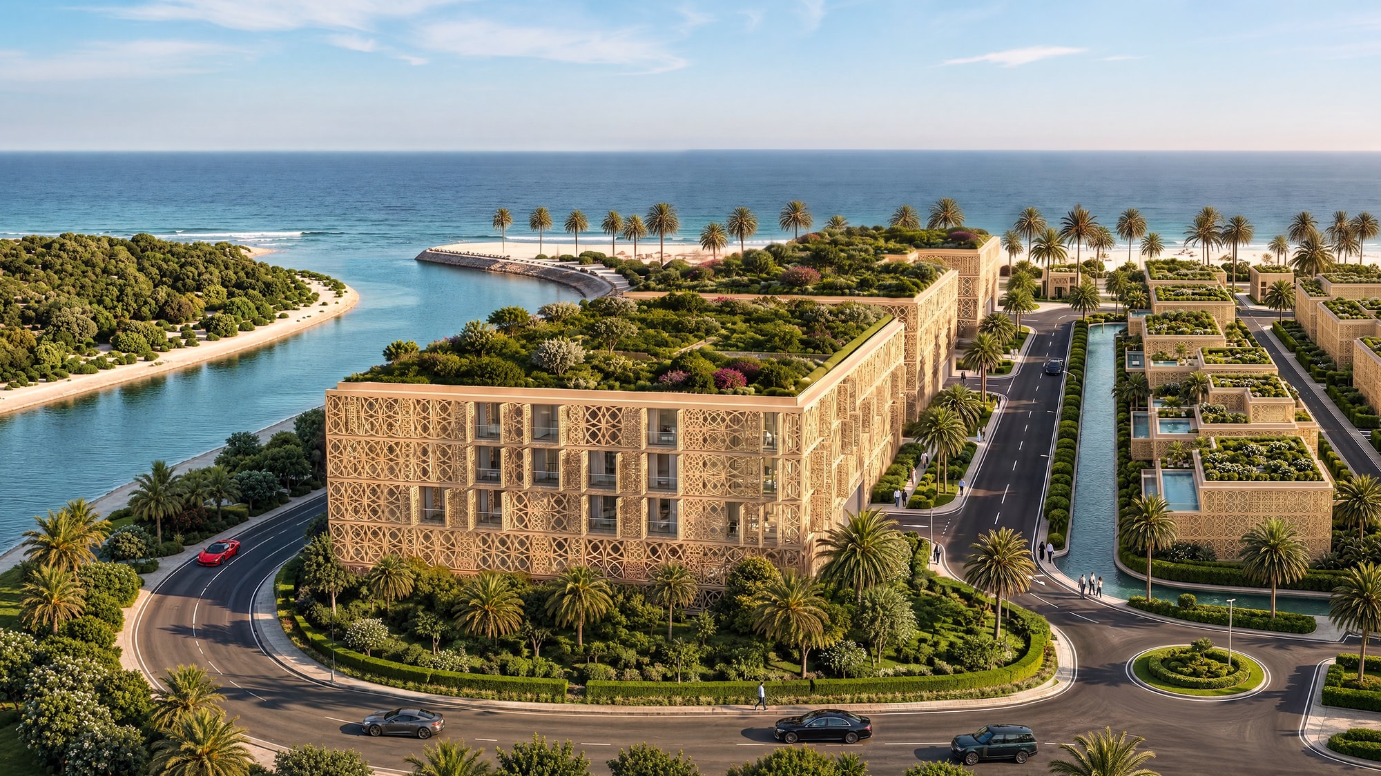 A Mira Ocean Estates residence building beside the sea canal at Hawana Salalah
